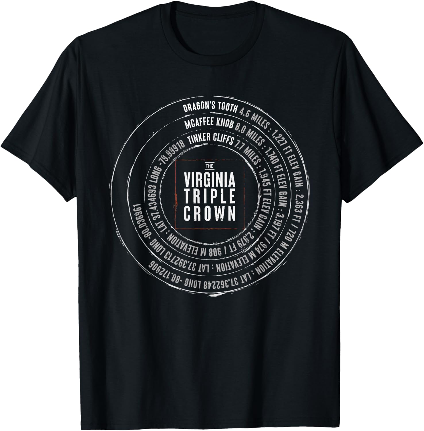 Virginia Triple McAfee Knob Dragons Tooth Tinker Cliffs Hike T-Shirt - T-Shirt | Black