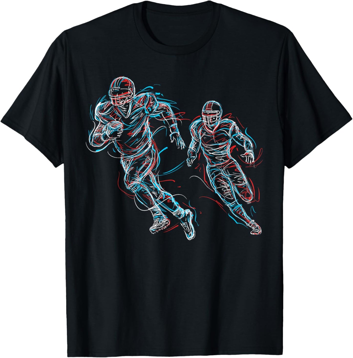 Abstract Art Football Player Running T-Shirt - T-Shirt | Black