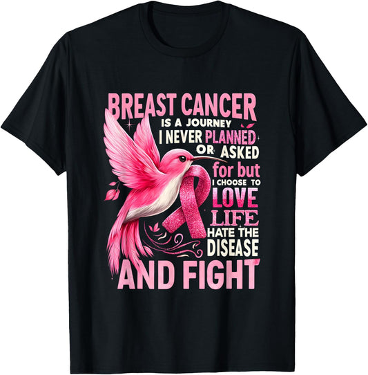 Breast Cancer Is A Journey I Never Planned Breast Cancer T-Shirt - T-Shirt | Black