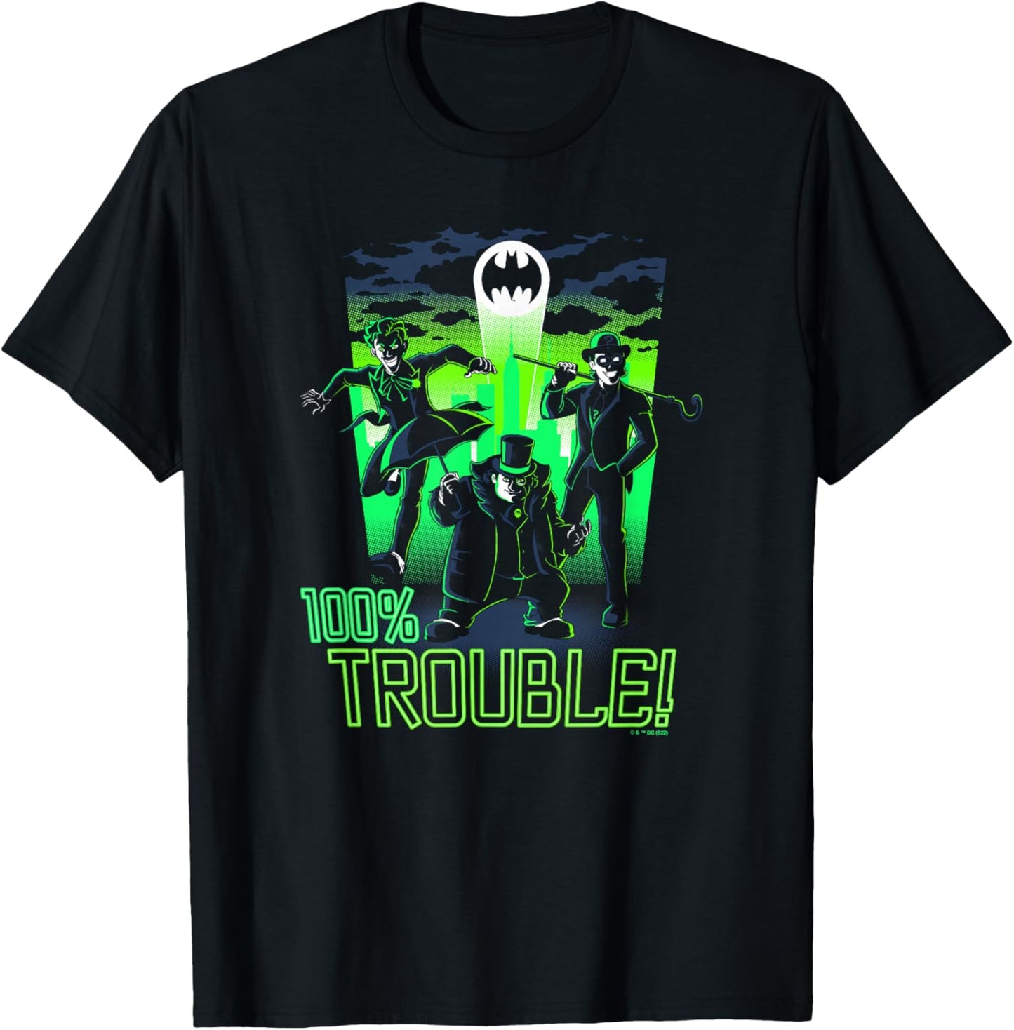 DC Comics Batman Villain Group 100% Trouble! T-Shirt - T-Shirt | Black