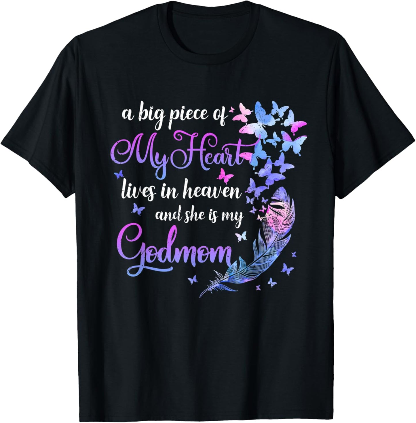 My Godmom Lives In Heaven Godmother Memorial Quotes Godchild T-Shirt - T-Shirt | Black