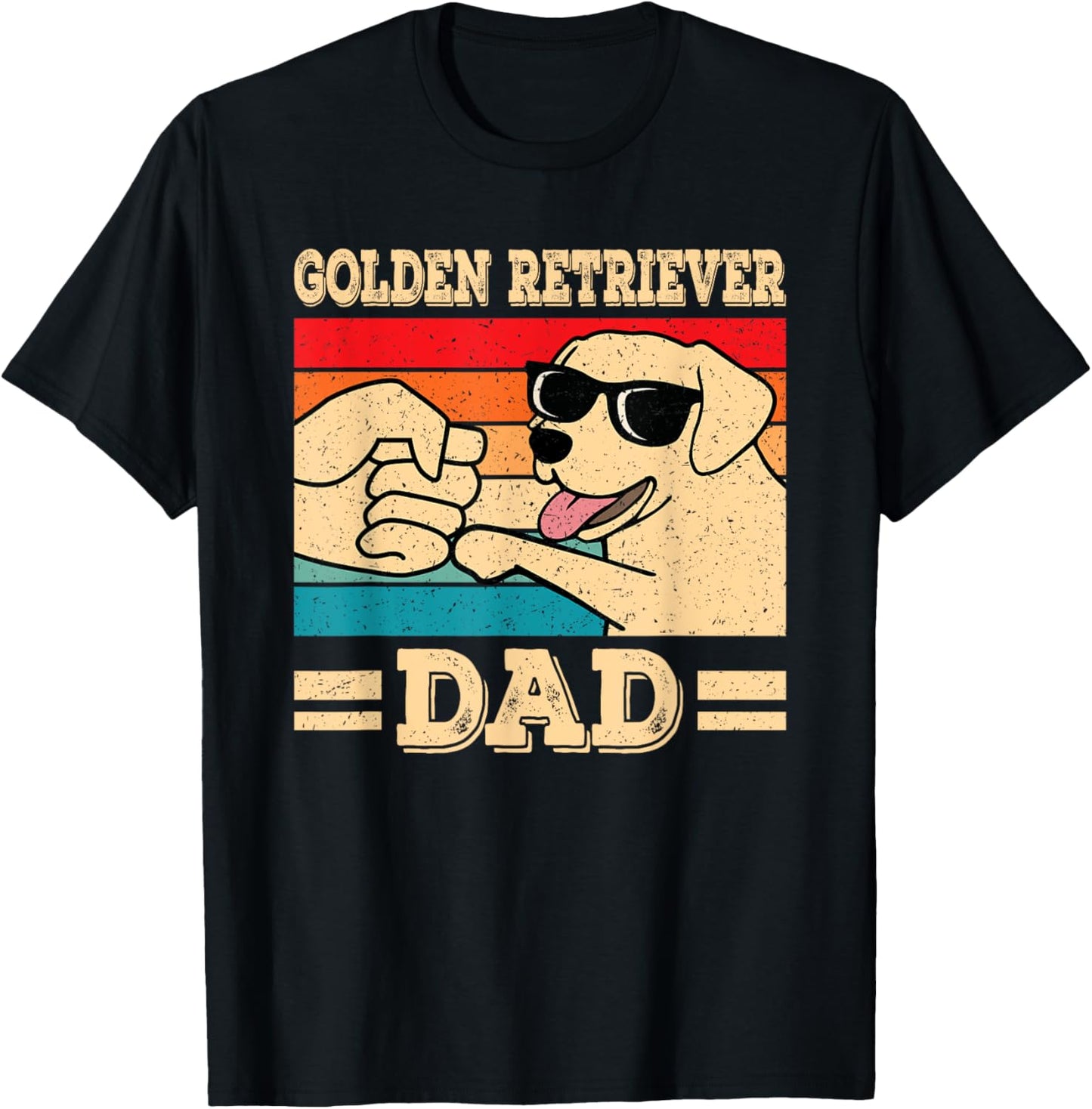 Funny Golden Retriever Dad Dog Retro Men T-Shirt - T-Shirt | Black
