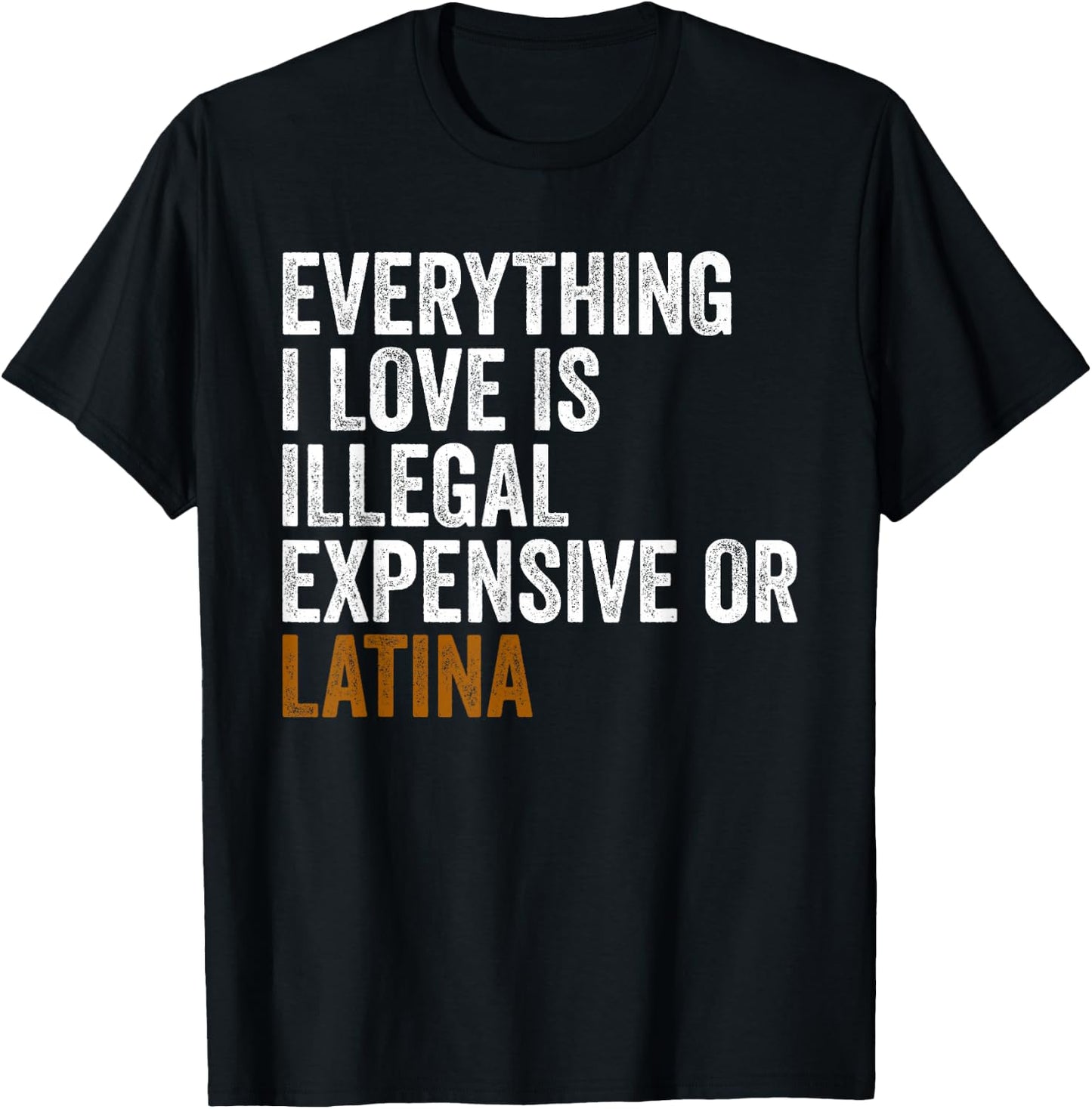 Funny EVERYTHING I LOVE IS ILLEGAL EXPENSIVE OR LATINA T-Shirt - T-Shirt | Black