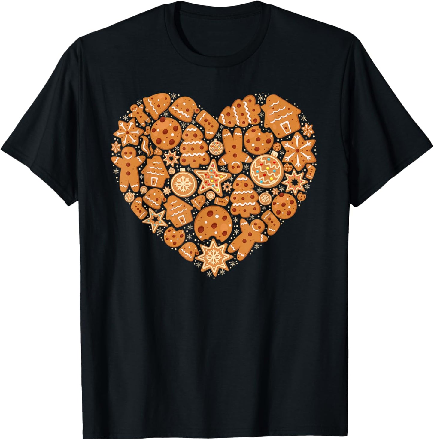 Bake Baking Gingerbread Man Christmas Cookie Heart T-Shirt - T-Shirt | Black