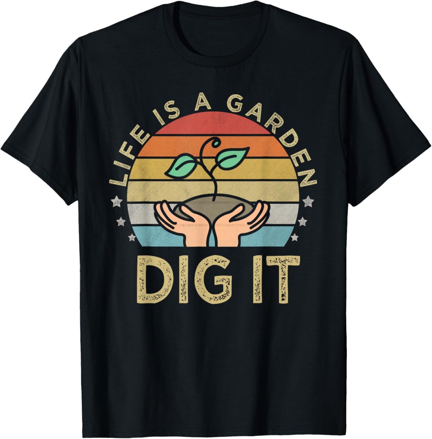 Retro vintage style farmer. Life is a garden dig it T-Shirt - T-Shirt | Black