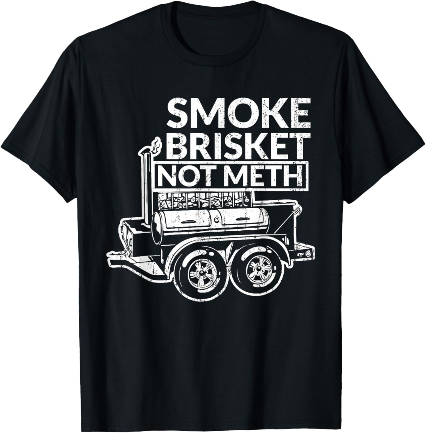 Funny Retro BBQ Smoking Meat Lover - Smoke Brisket Not Meth T-Shirt - T-Shirt | Black