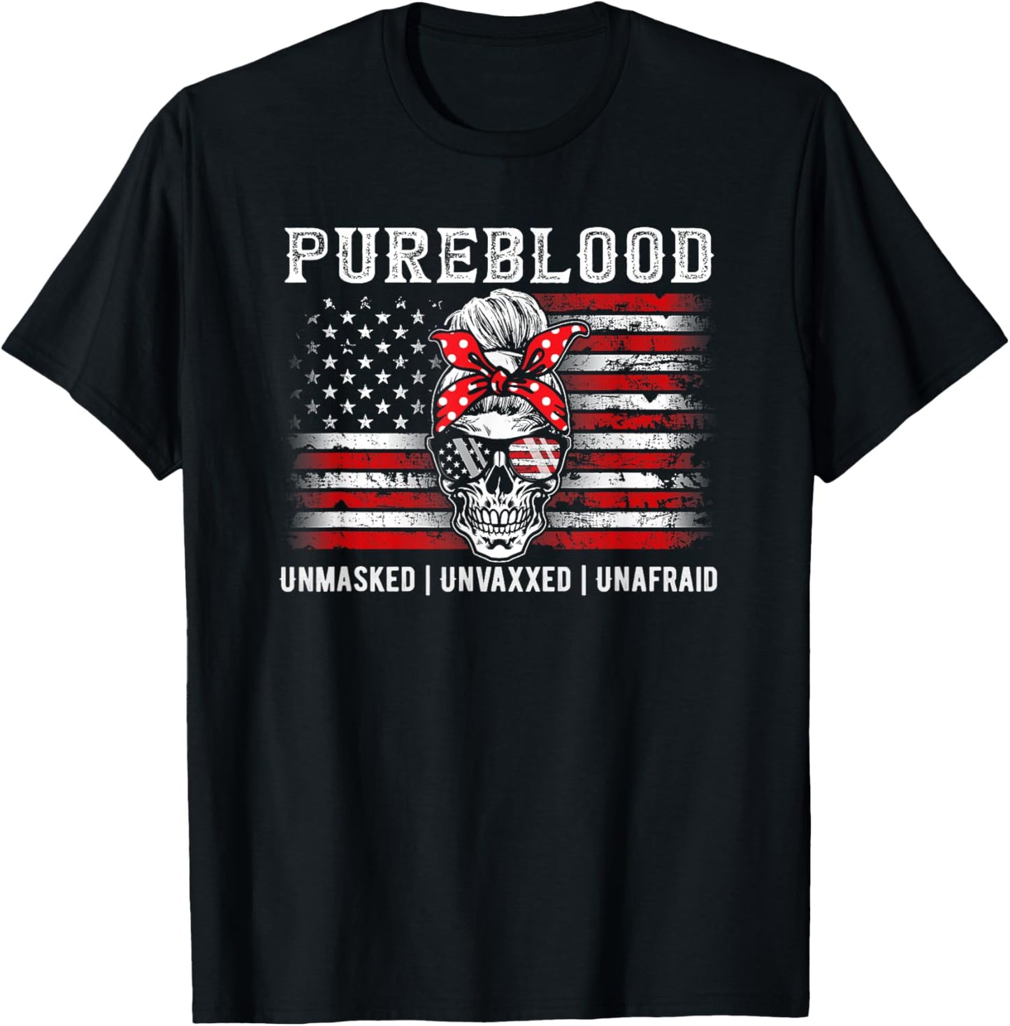 Pureblood Movement #Pureblood Medical Freedom Women USA Flag T-Shirt - T-Shirt | Black