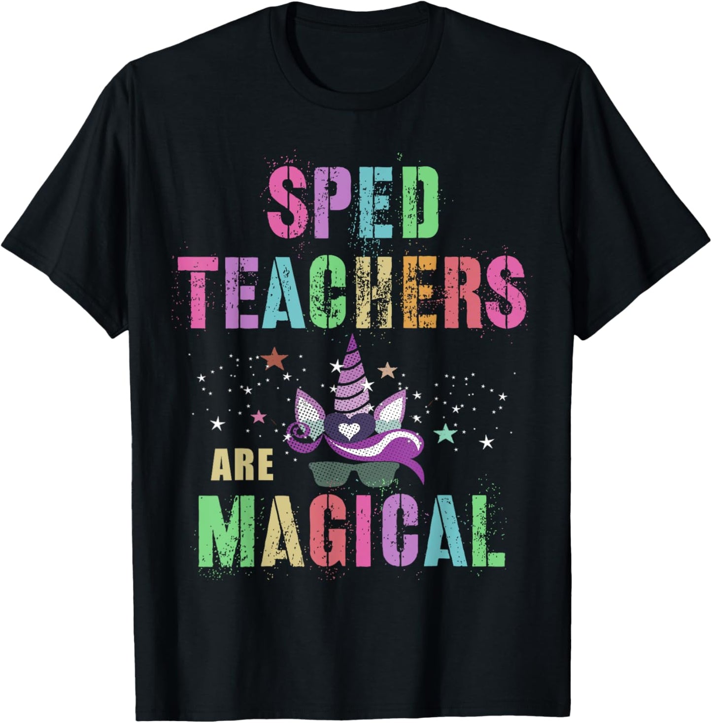 Funny SPED TEACHERS ARE MAGICAL I'm Unicorn School Squad T-Shirt - T-Shirt | Black