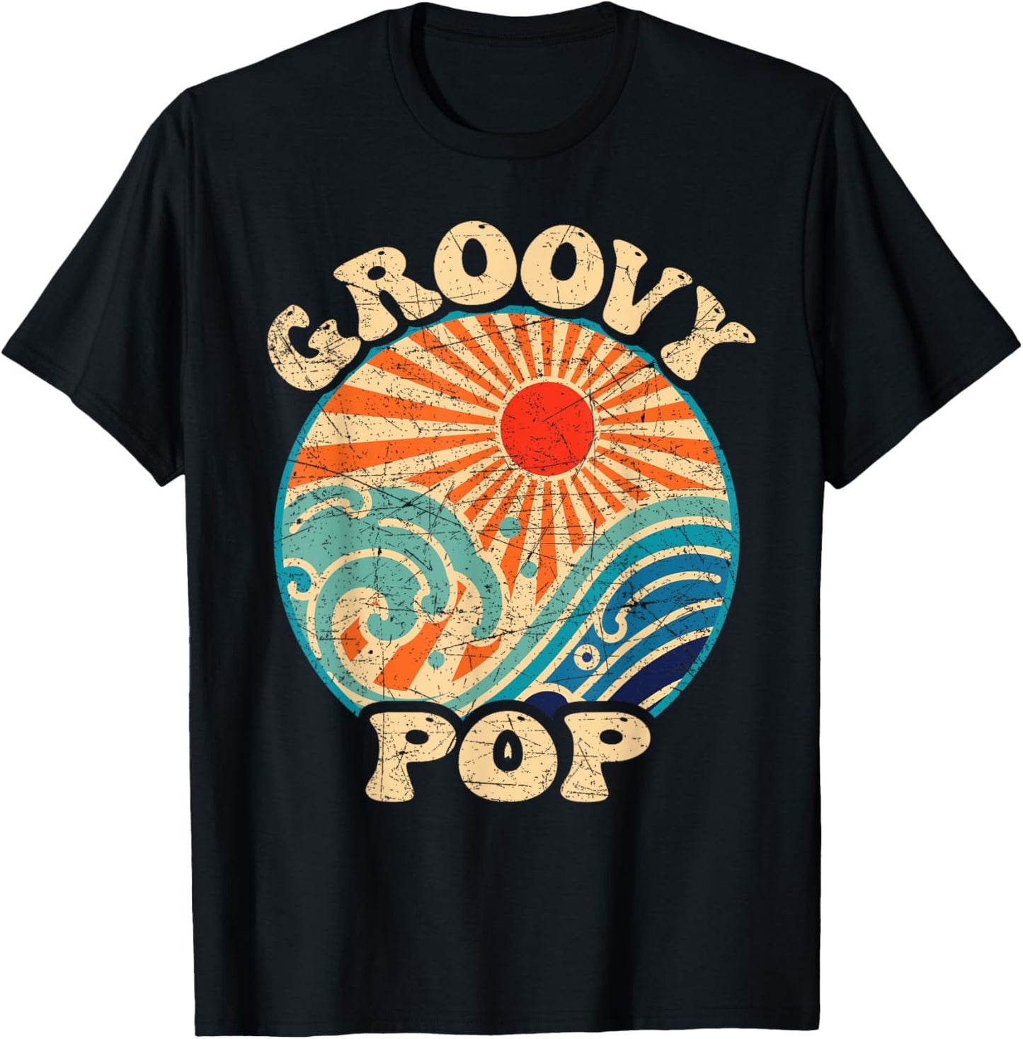 Groovy Pop 70s Aesthetic Nostalgia 1970's Retro Dad T-Shirt - T-Shirt | Black