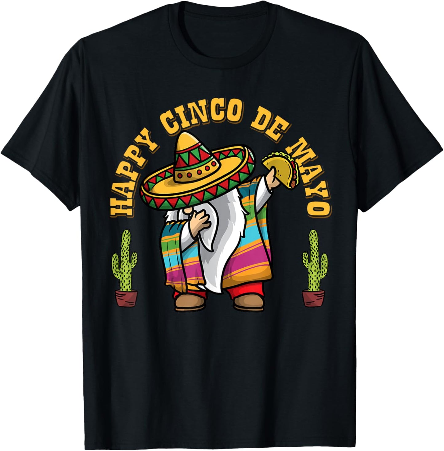 Cinco De Mayo Gnomes Taco Mexican Gnome Kids Men Women T-Shirt - T-Shirt | Black