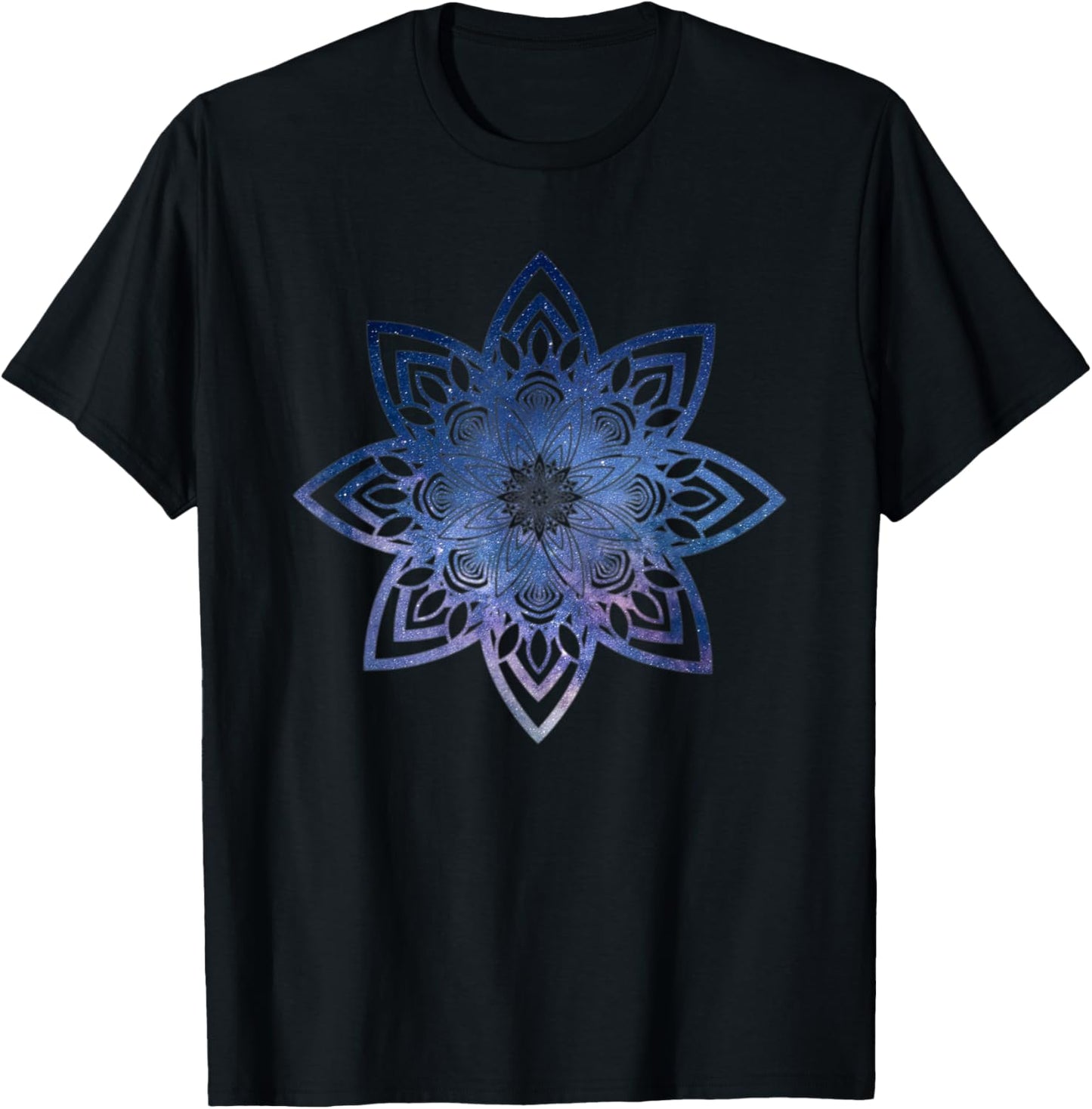 Blue Milkyway Mandala Sacred Geometry Yoga Mantra Om T-Shirt - T-Shirt | Black