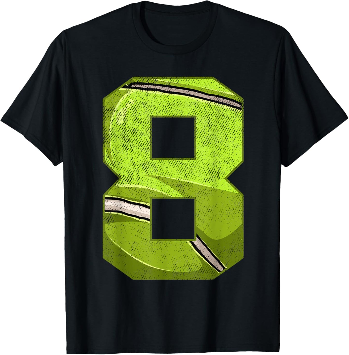 8th Birthday Party Eight 8 Year Old Tennis Bday Boy Girl T-Shirt - T-Shirt | Black