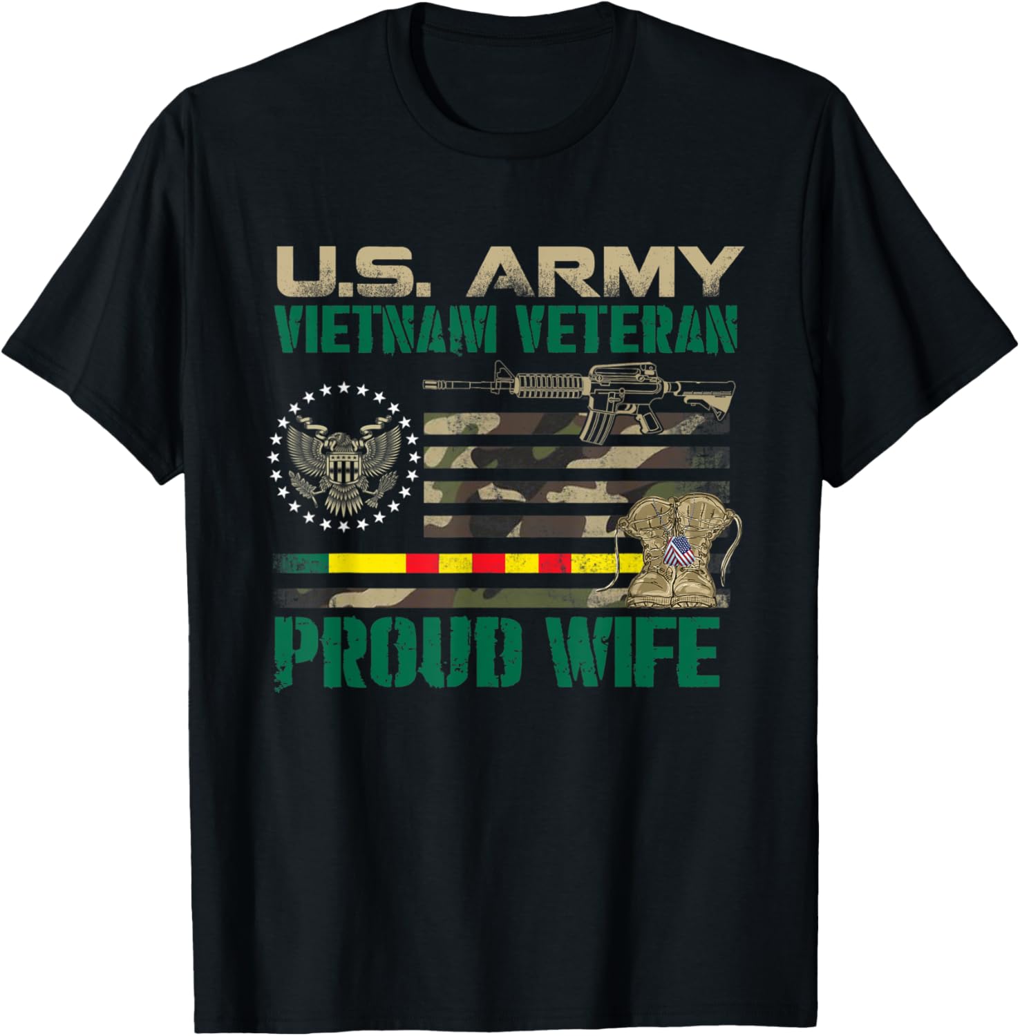 US Army Vietnam Veteran Proud Wife , Veterans Day T-Shirt - T-Shirt | Black
