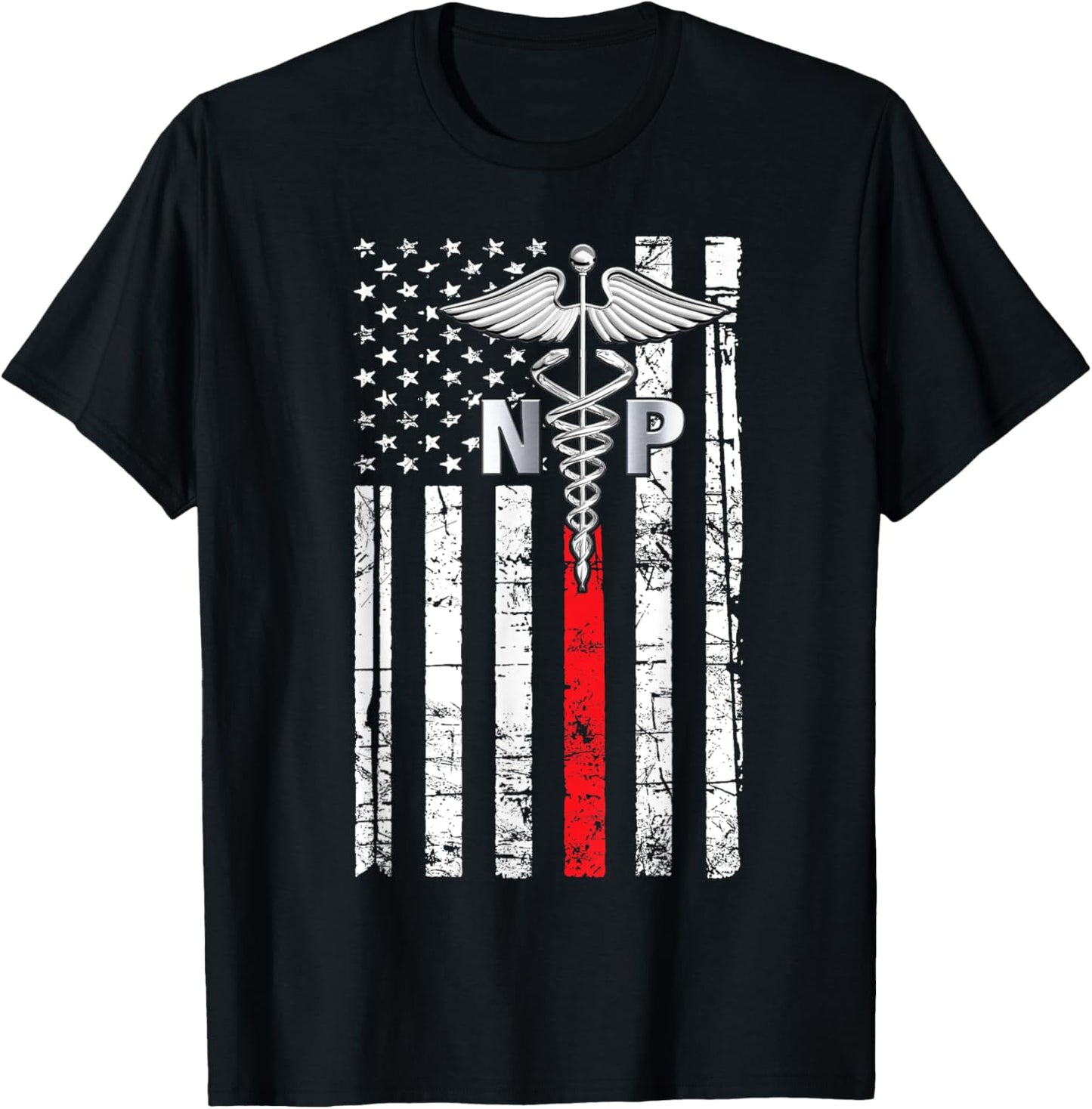 Nurse 365 NP Nurse Practitioner US Flag T-Shirt - T-Shirt | Black