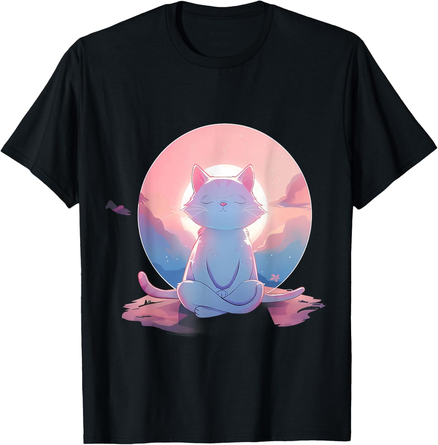 Meditation Cat Hindu Spiritual Zen Buddha Buddhist Yoga Women Kids T-Shirt - T-Shirt | Black