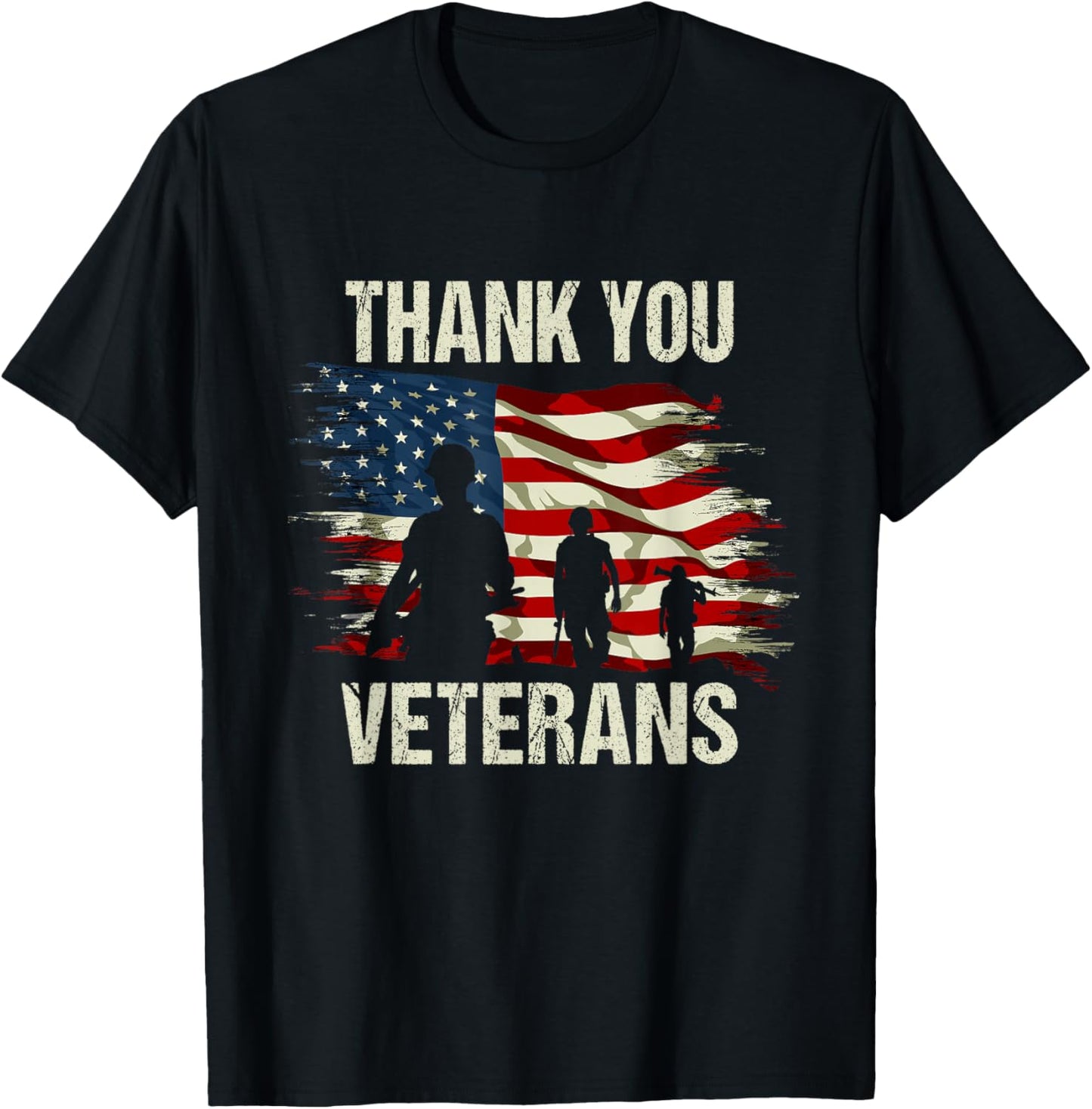 Thank you Veterans Shirt Veteran's Day Adults & Kids T-Shirt - T-Shirt | Black