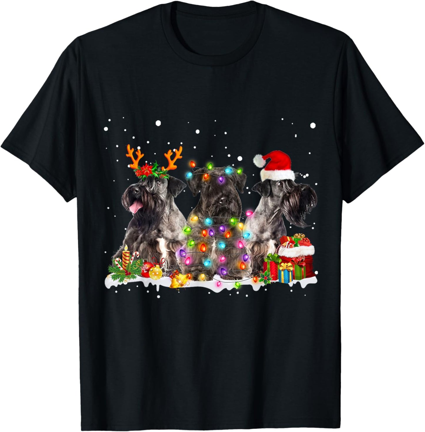 Santa Cesky Terrier Dog Gorgeous Reindeer Christmas Pajama T-Shirt - T-Shirt | Black
