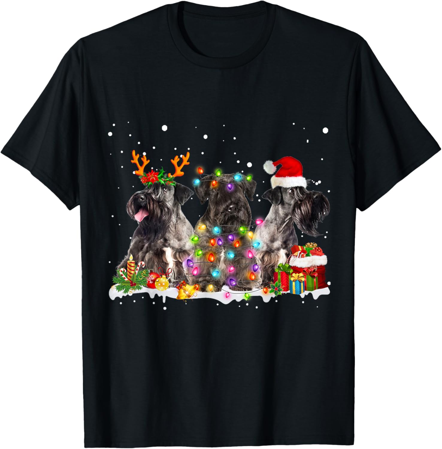 Santa Cesky Terrier Dog Gorgeous Reindeer Christmas Pajama T-Shirt - T-Shirt | Black
