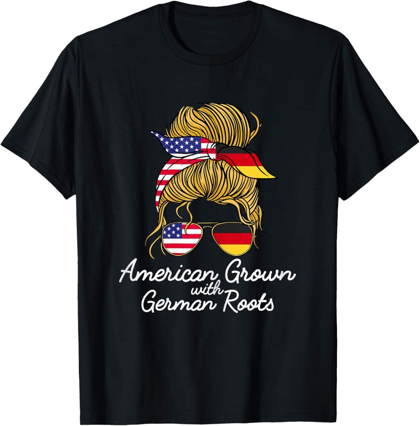 American Grown with German Roots Germany and USA Flag T-Shirt - T-Shirt | Black