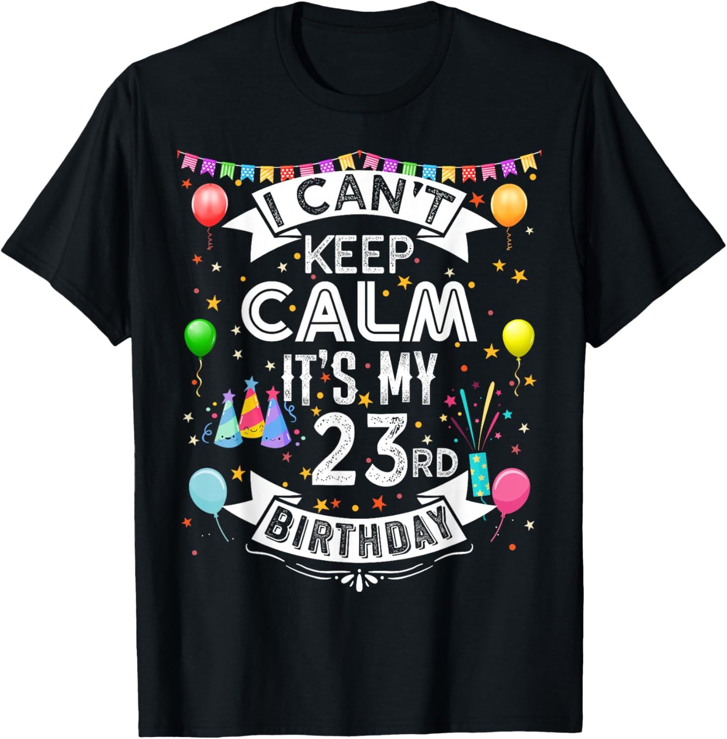 I Can't Keep Calm It's My 23rd Birthday 23 Year Old T-Shirt - T-Shirt | Black