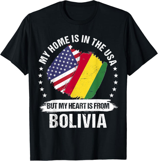 American Patriot Bolivia Flag American Bolivian Roots T-Shirt - T-Shirt | Black