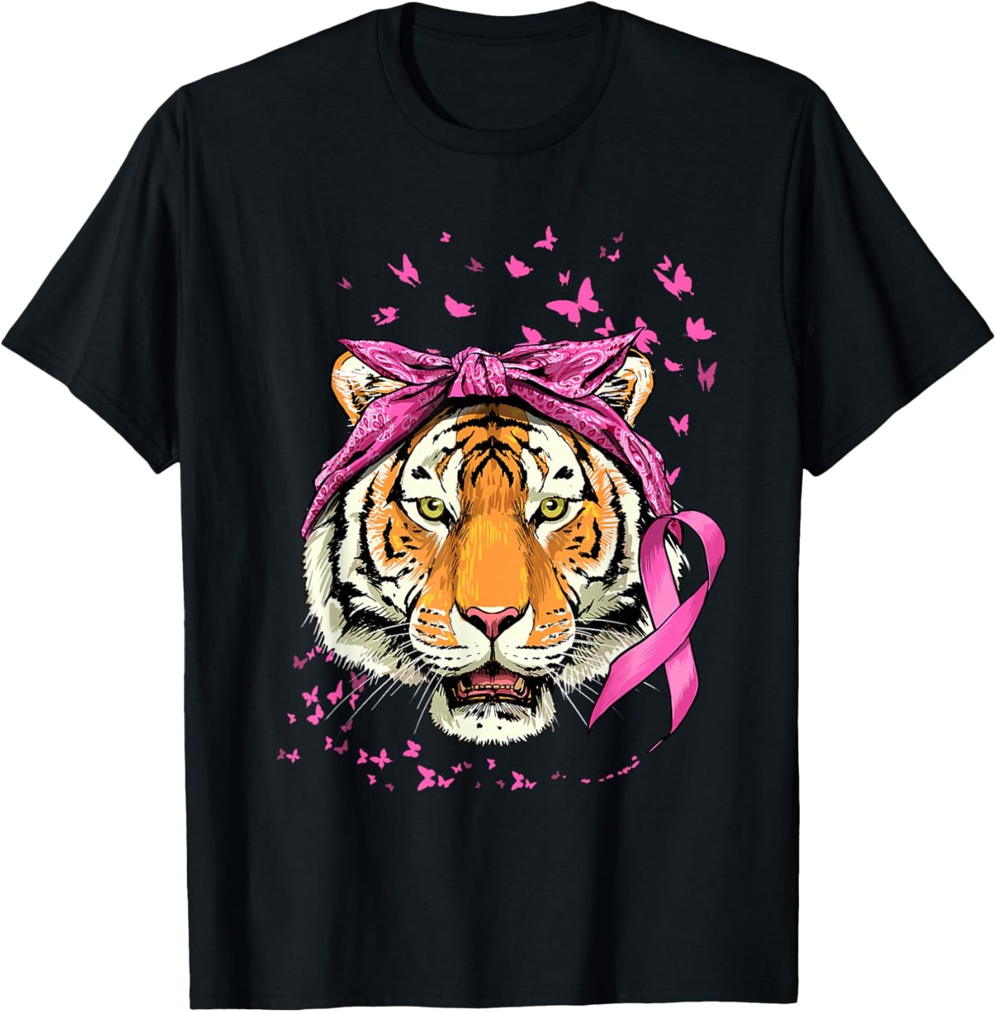 Tiger Breast Cancer Awareness Shirt Breast Cancer Survivors T-Shirt - T-Shirt | Black