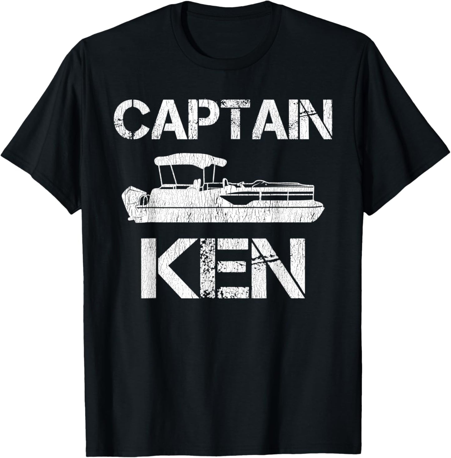 Captain Ken Pontoon Captain Funny Personalized Name Boat T-Shirt - T-Shirt | Black