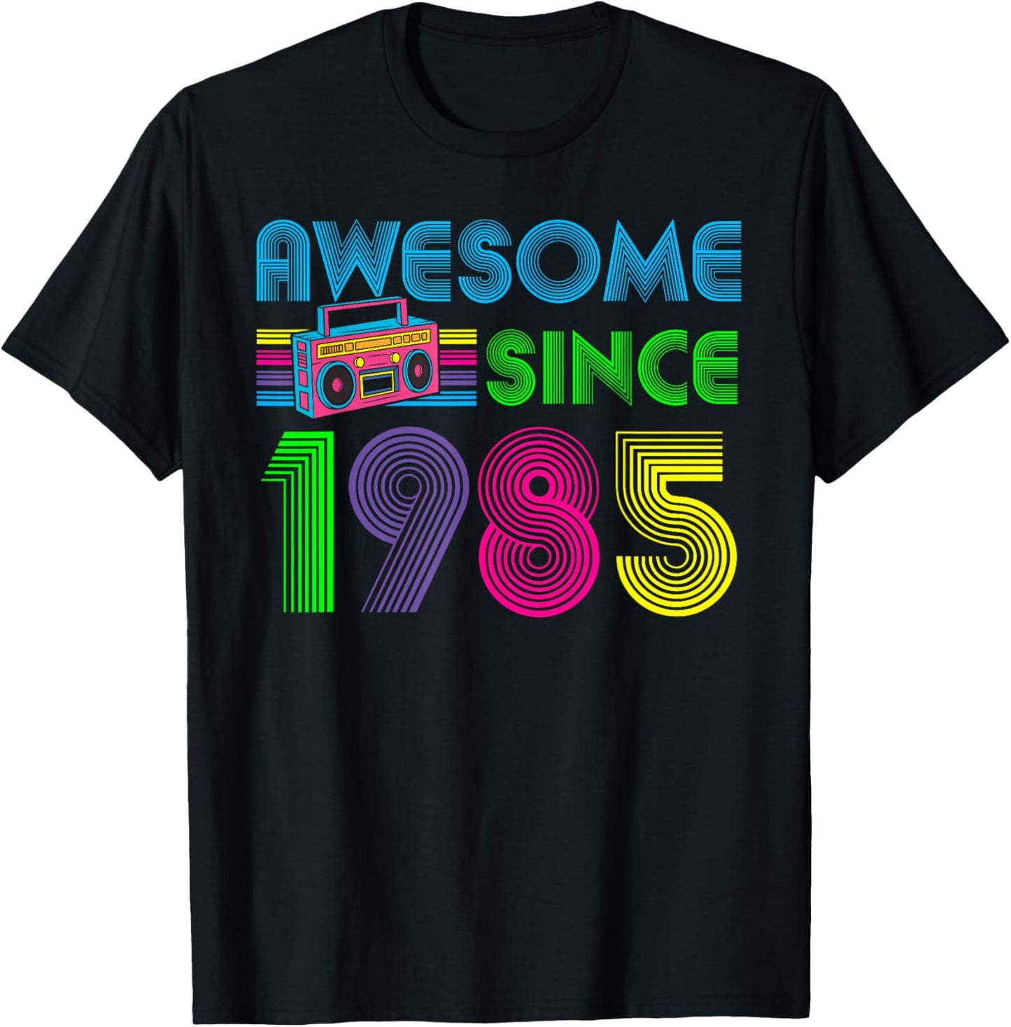 Retro Vintage 80s Awesome Since 1985 36th Birthday T-Shirt - T-Shirt | Black