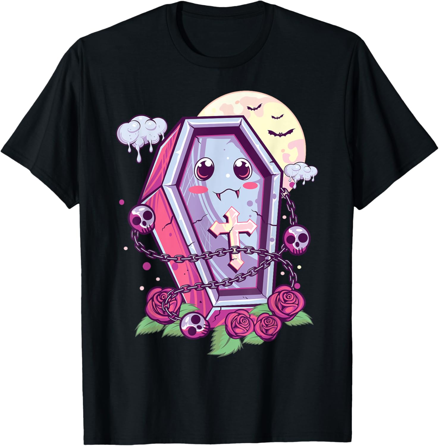 Kawaii Pastel Goth Cute Creepy Coffin Menhera Occult Nu Goth T-Shirt - T-Shirt | Black