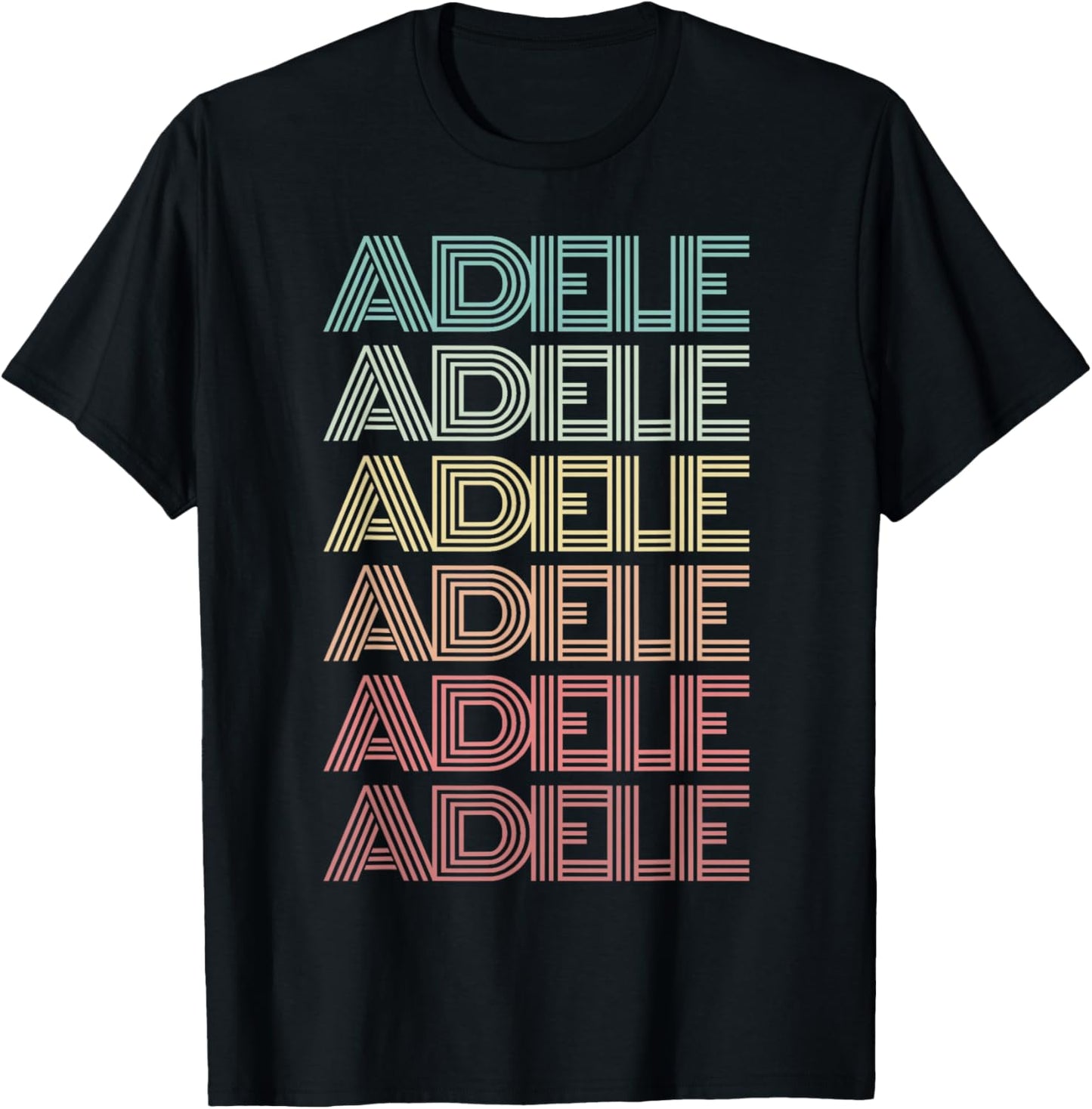 First Name ADELE Girl Retro Italian Nametag Groovy 60s 70s T-Shirt - T-Shirt | Black