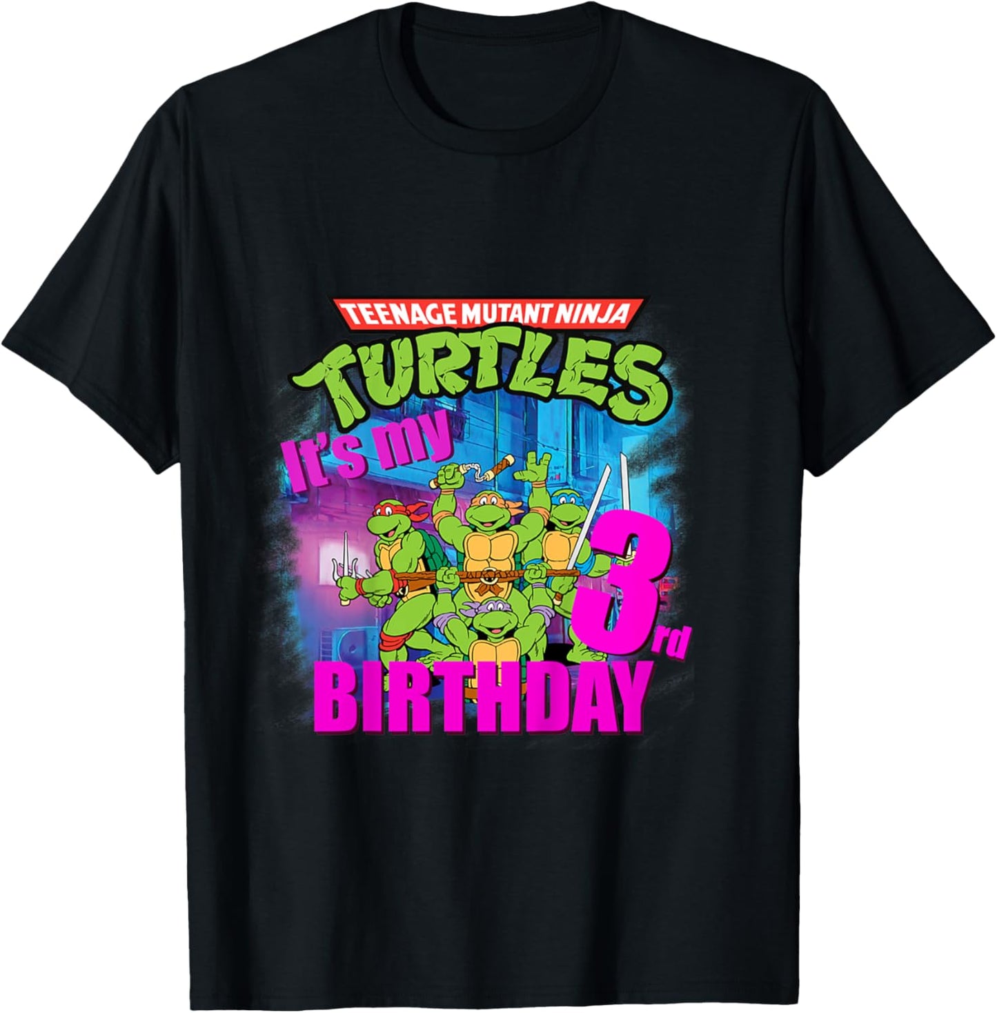 Mademark x Teenage Mutant Ninja Turtles - Kids Original Teenage Mutant Ninja Turtles 3rd Third Birthday T-Shirt - T-Shirt | Black