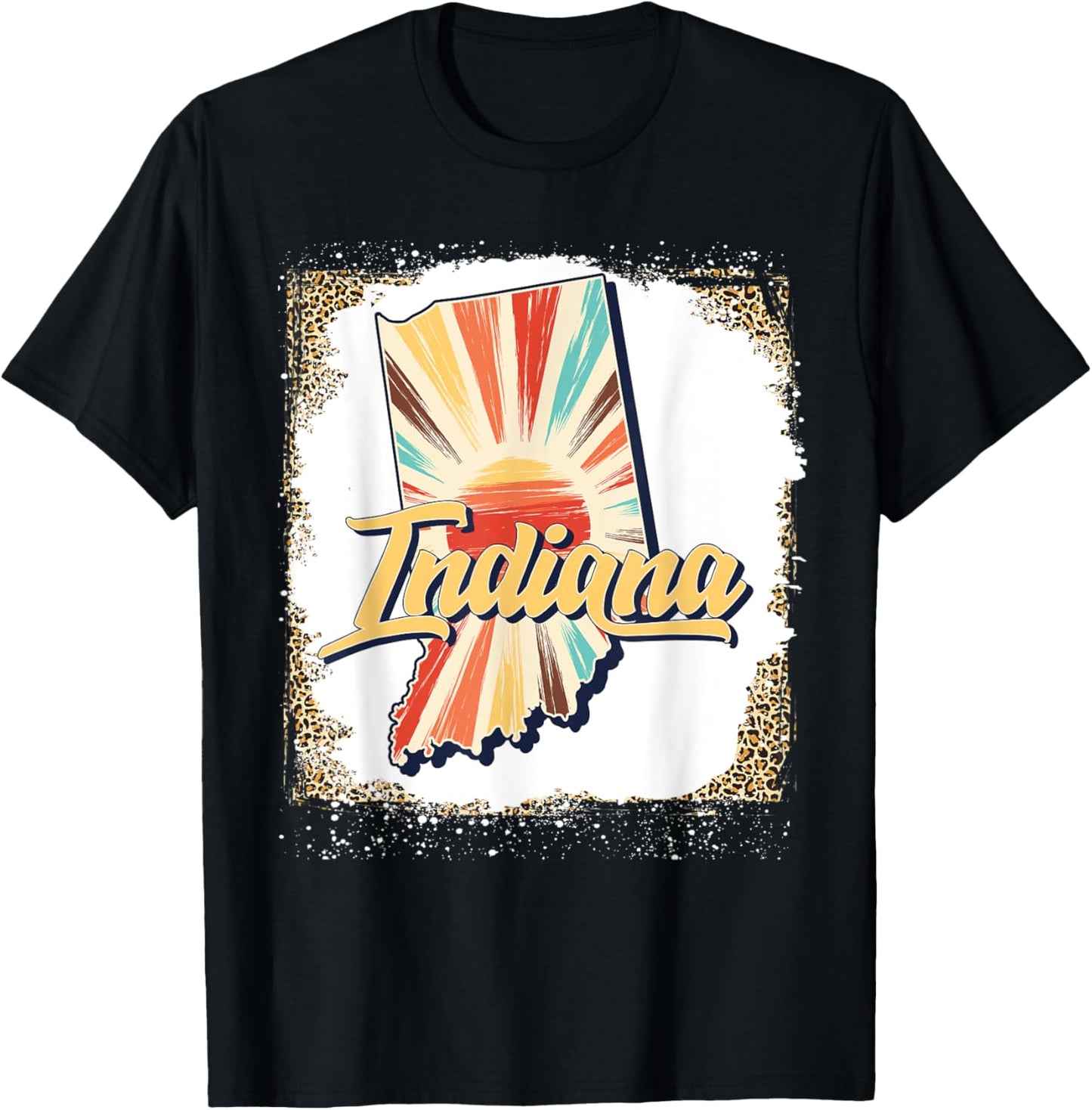 Vintage USA Indiana State Map Flag Souvenir Men Women Kids T-Shirt - T-Shirt | Black