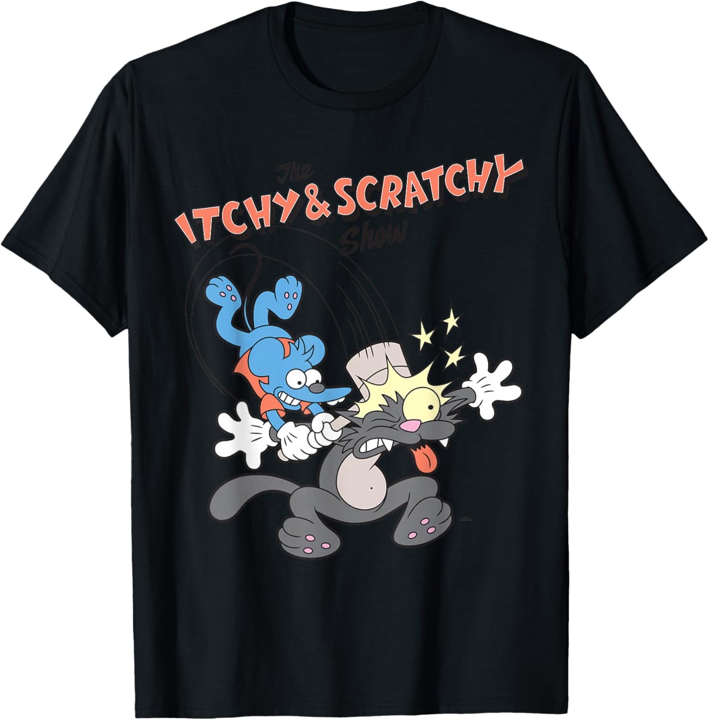 The Simpsons Itchy & Scratchy Hammer Classic Cartoon Mayhem T-Shirt - T-Shirt | Black