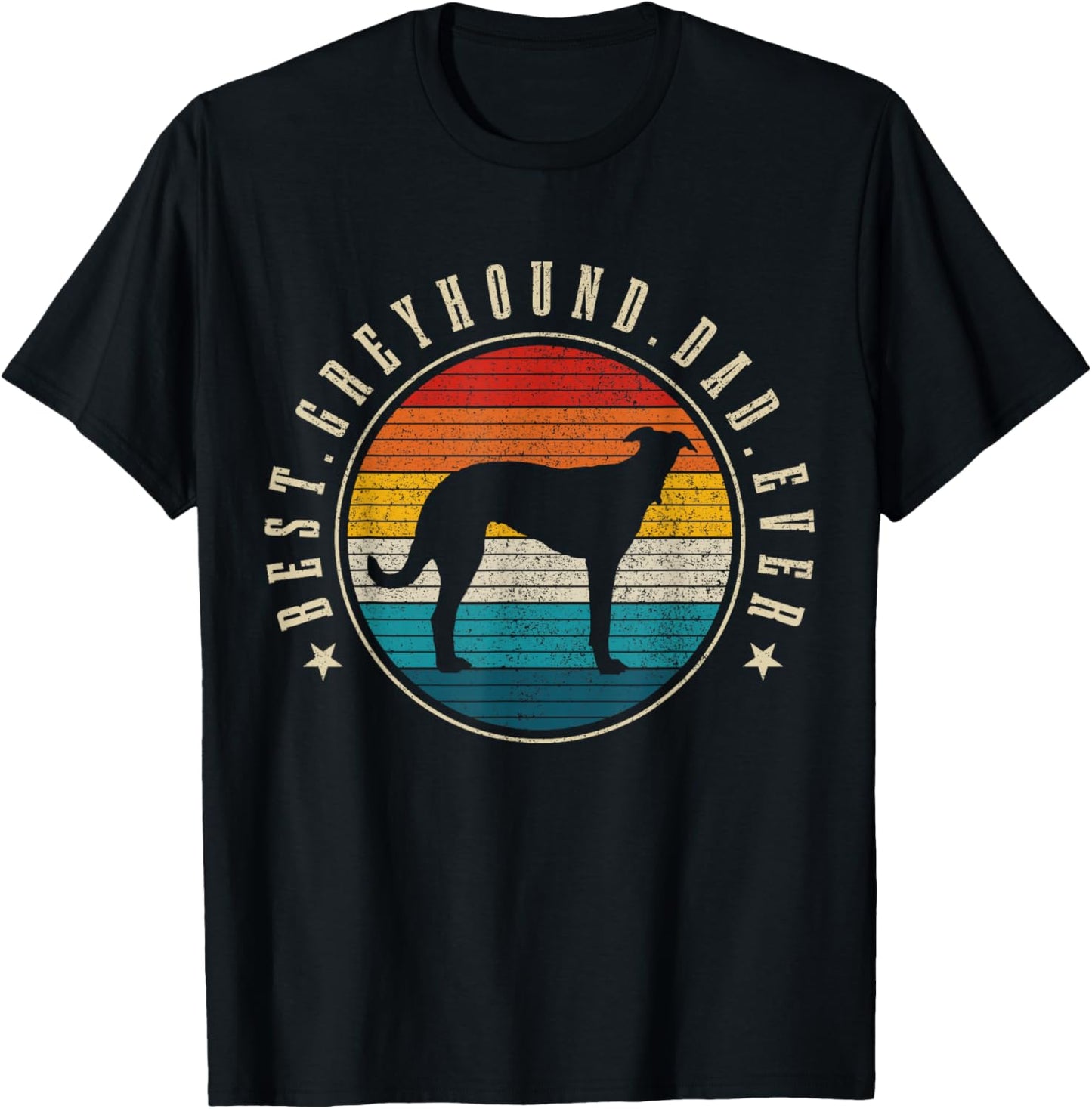 Greyhound Dad Retro Vintage Dog Funny Greyhound Dad T-Shirt - T-Shirt | Black
