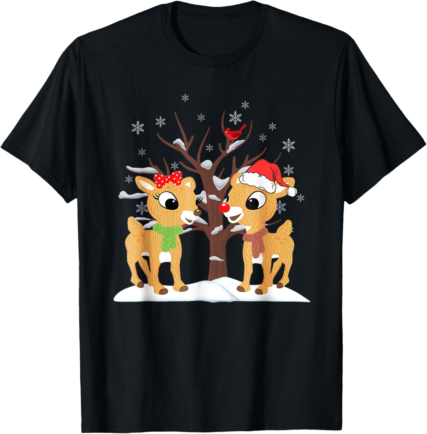 Rudolph and Clarice Shirt Christmas Kids Girls Reindeer T-Shirt - T-Shirt | Black