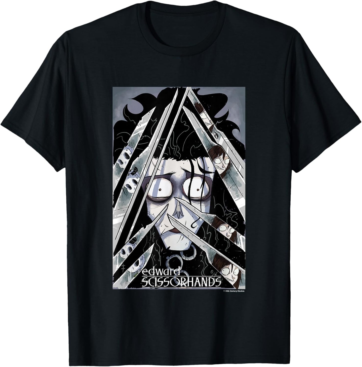 Edward Scissorhands Edward Behind Scissors Comic Book Poster T-Shirt - T-Shirt | Black