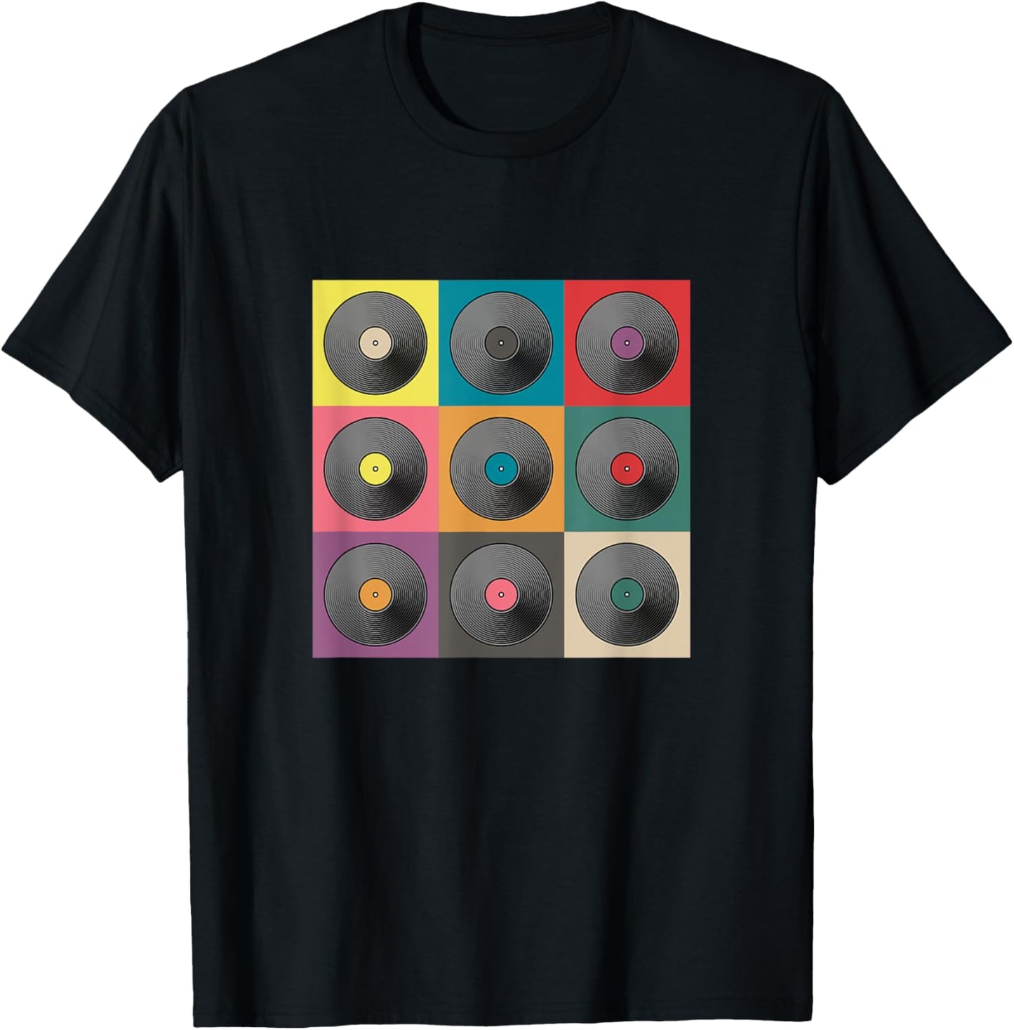 Gallery of LPs. Music, dance, oldies, record collection T-Shirt - T-Shirt | Black