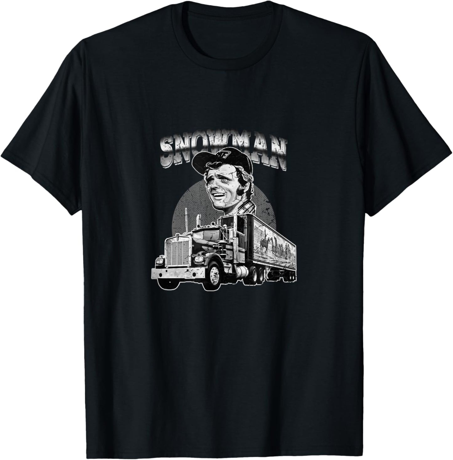 70s Retro Snowman Truck 1970s vintage retro grey T-Shirt - T-Shirt | Black
