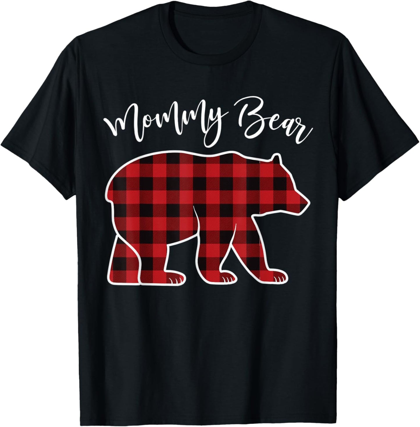 Mommy Bear Pajama Red Buffalo Xmas Funny Family Christmas T-Shirt - T-Shirt | Black