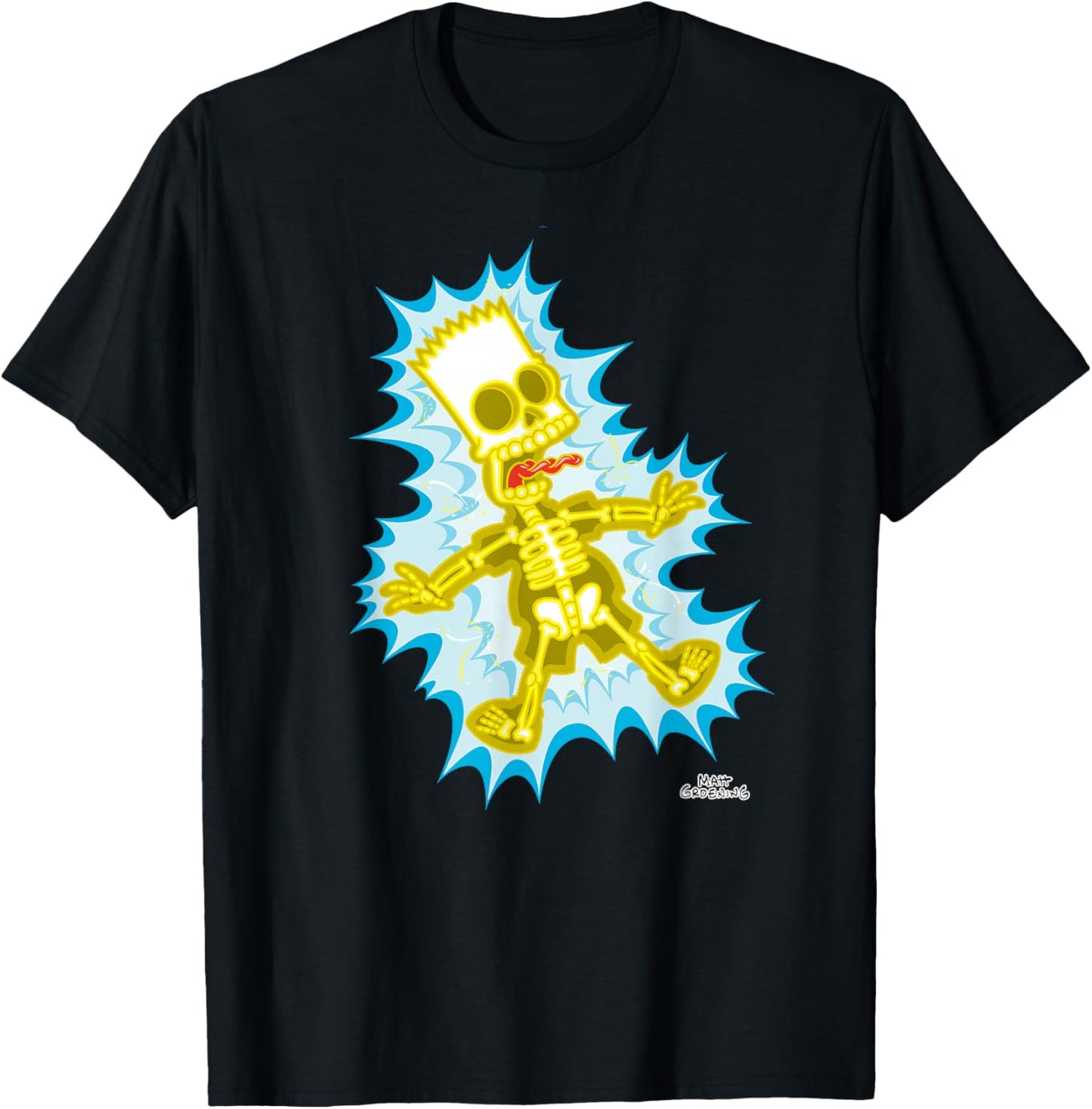 The Simpsons Bart Simpson Skeleton Electro Shock T-Shirt - T-Shirt | Black