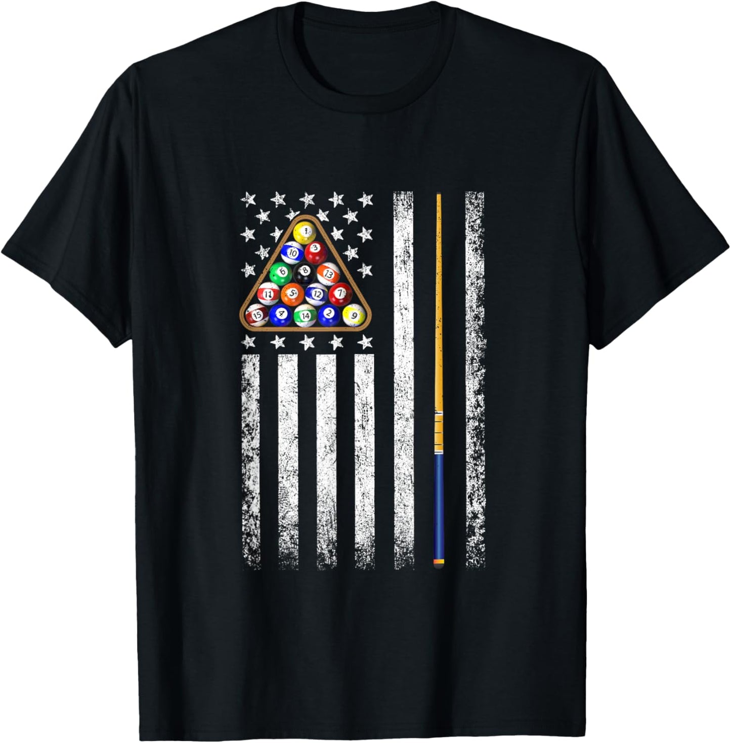 American Flag Billiards Vintage Pool Player T-Shirt - T-Shirt | Black
