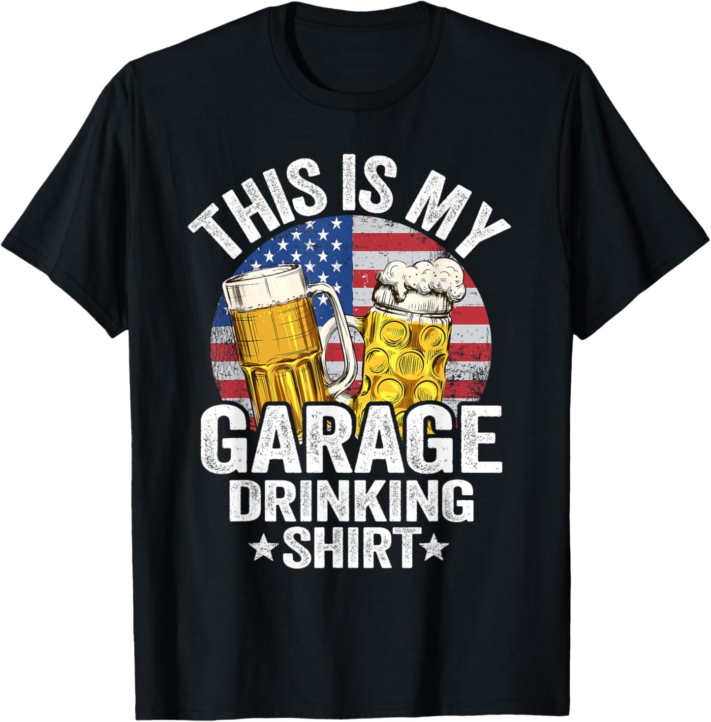 Garage Drinker Dad American Flag This Is My Garage Drinking T-Shirt - T-Shirt | Black