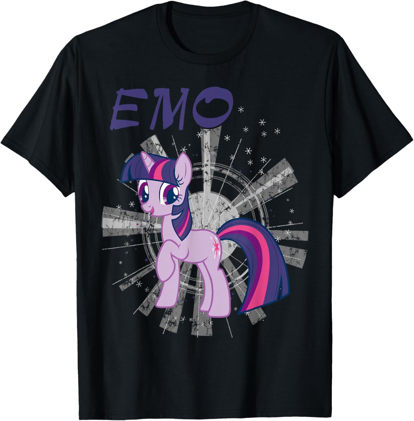 Emo Retro Style Rainbow Dash Fluttershy Rarity Art T-Shirt - T-Shirt | Black