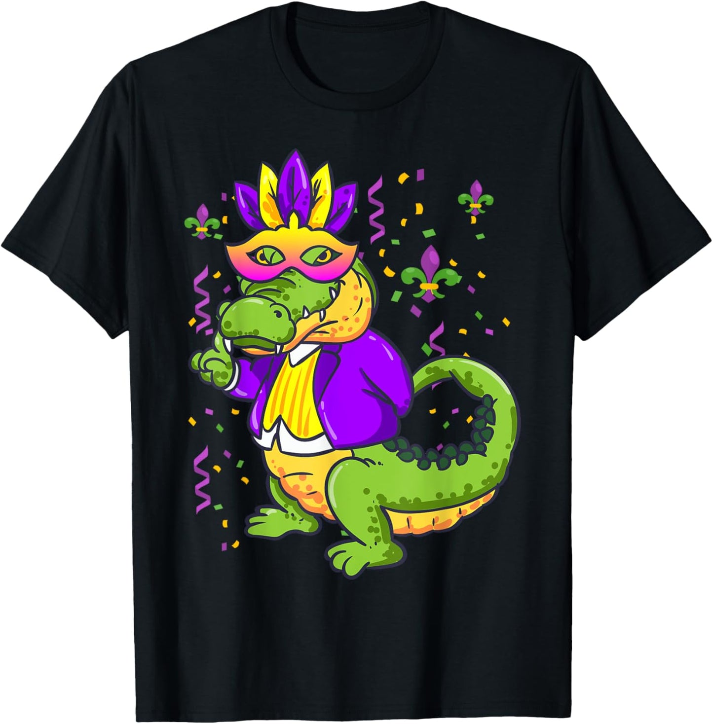 Mardi Gras Alligator Lover New Orleans Louisiana T-Shirt - T-Shirt | Black