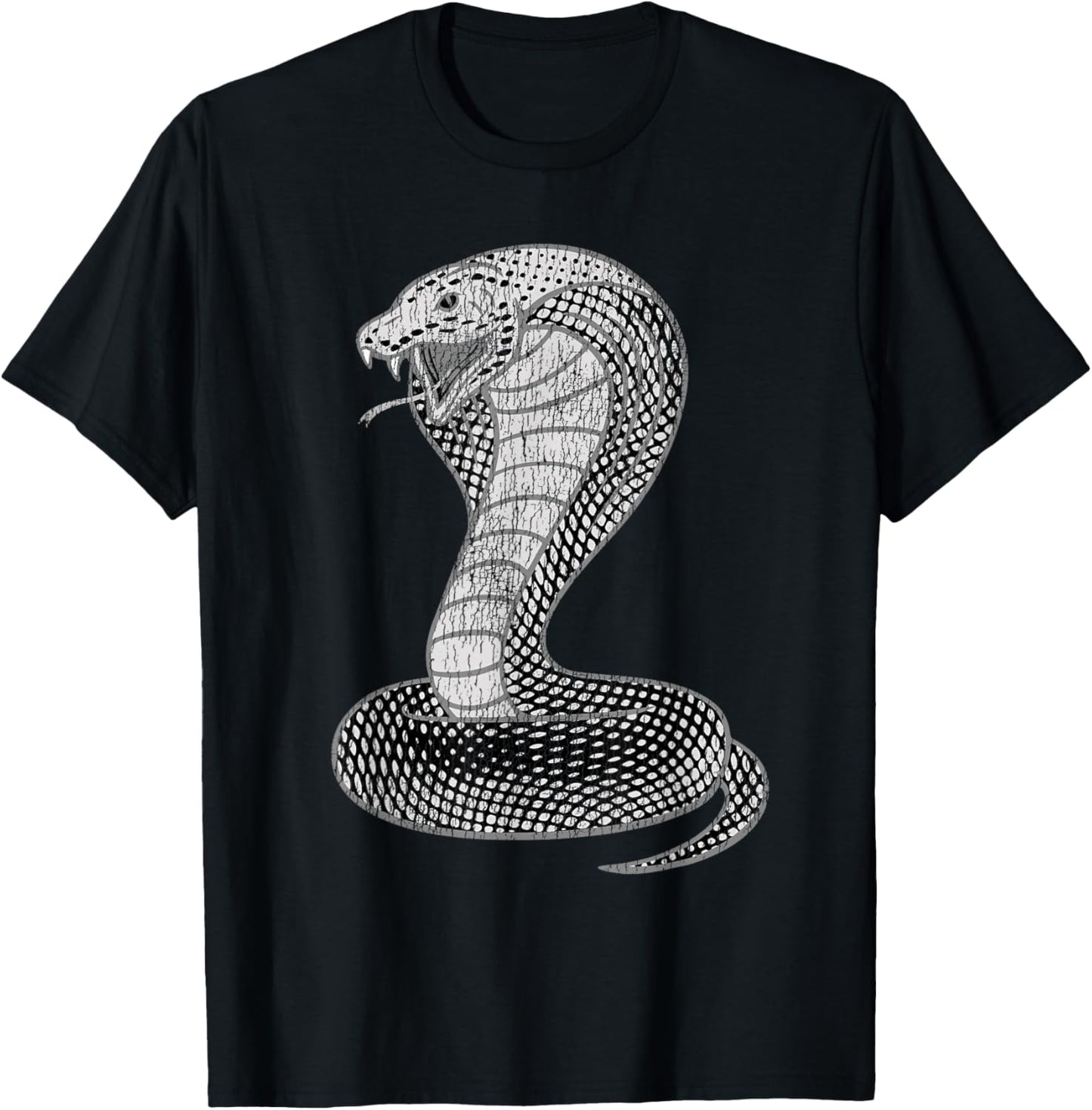 Vintage Distressed King Cobra Power Snake Muscle Car Karate T-Shirt - T-Shirt | Black