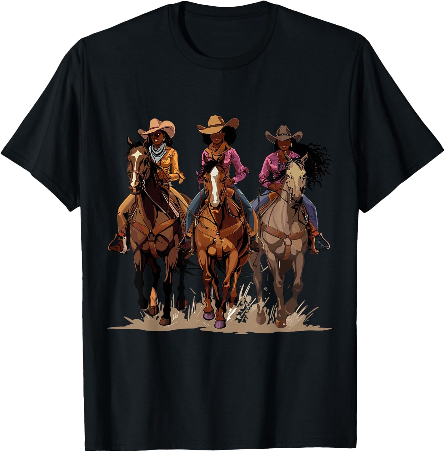 Black African American Cowgirl Western Country Texas Rodeo T-Shirt - T-Shirt | Black