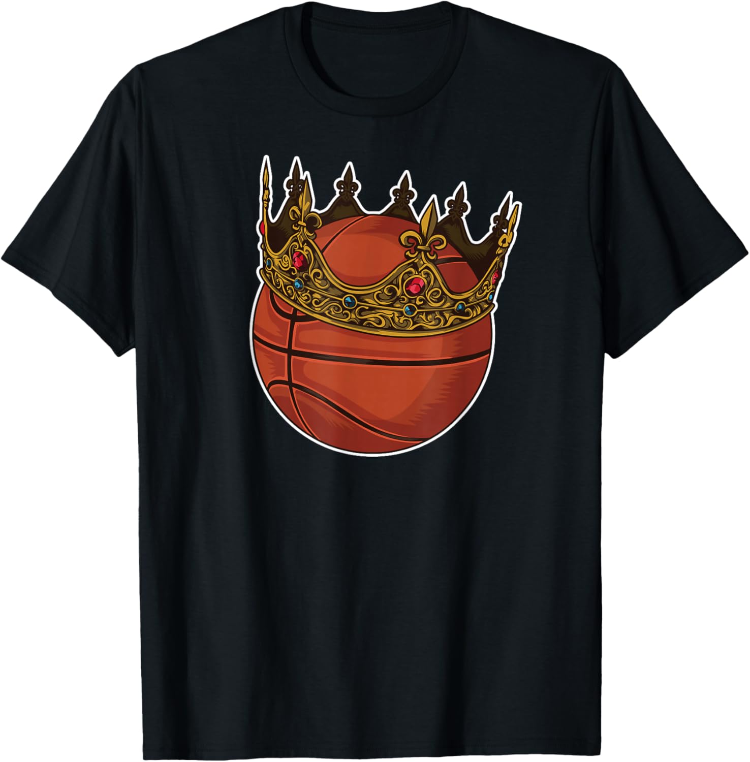 Basketball King Ball Player Crown Funny Bball T-Shirt - T-Shirt | Black