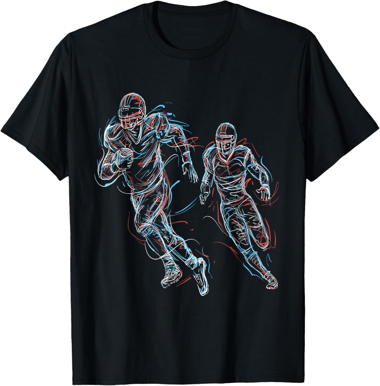 American Football Player Colourful Lines Design T-Shirt - T-Shirt | Black