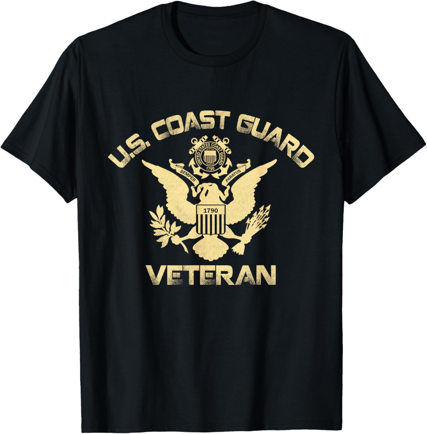 U.S. Coast Guard Veteran Eagle Vintage Veterans Day Gifts T-Shirt - T-Shirt | Black
