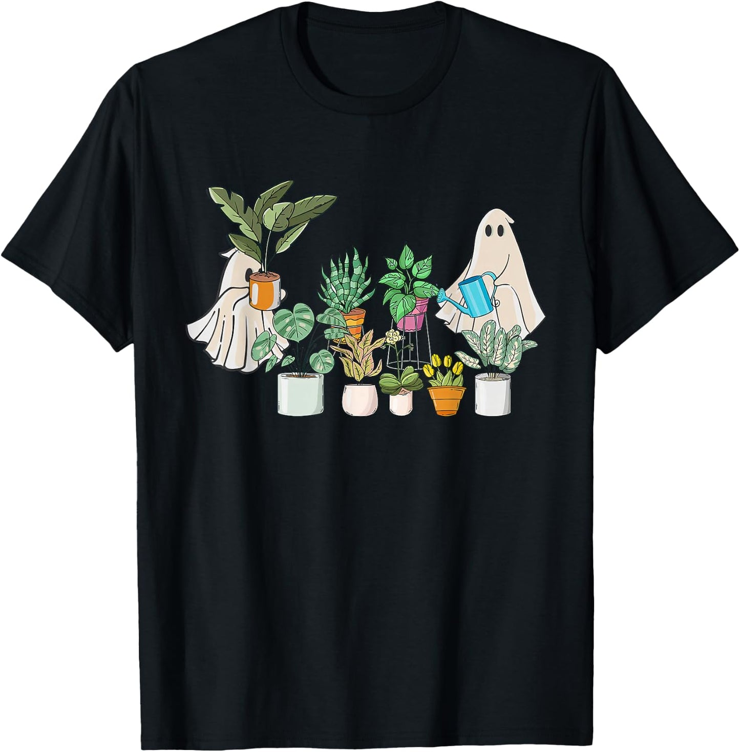 Ghost Ghostly Gardening Plant Retro Halloween Costume T-Shirt - T-Shirt | Black